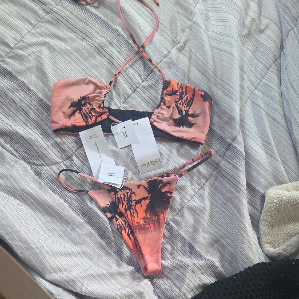San Lorenzo Pink and Black Bikini Set